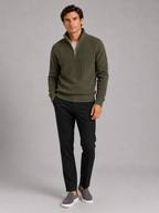 Men's half zip sweater – Green full view – Edward & Lawsen