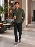 Men's half zip sweater – Green lifestyle view – Edward & Lawsen