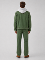 Men's hooded denim jacket – Green back view – Edward & Lawsen