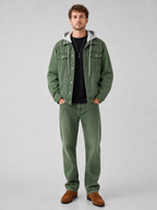 Men's hooded denim jacket – Green full view – Edward & Lawsen