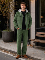 Men's hooded denim jacket – Green lifestyle view – Edward & Lawsen
