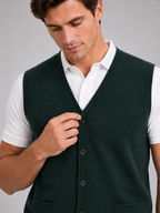 Men's knit sweater vest – Green detail view – Edward & Lawsen