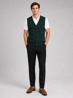 Men's knit sweater vest – Green full view – Edward & Lawsen