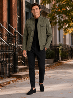 Men's military cargo jacket – Green lifestyle view – Edward & Lawsen