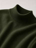 Men's slim fit mock neck sweater – Green detail view – Edward & Lawsen