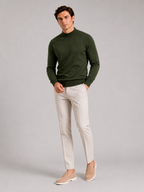 Men's slim fit mock neck sweater – Green full view – Edward & Lawsen