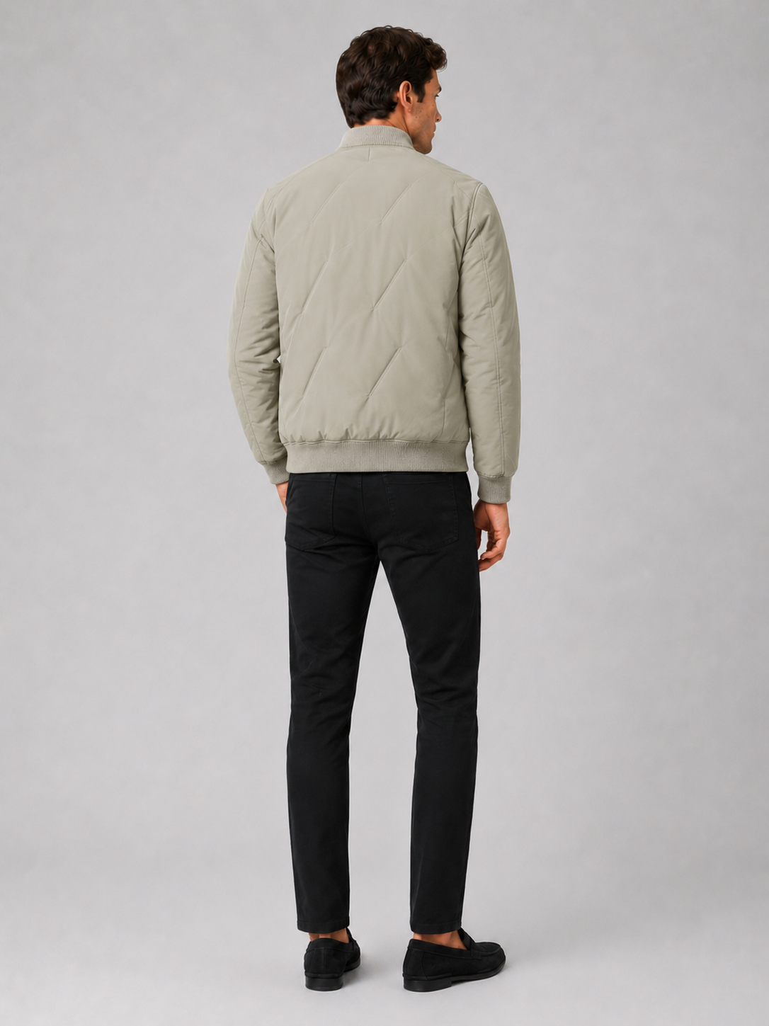 Men's baseball jacket – Green back view – Edward & Lawsen