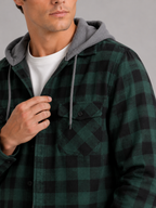 Men's plaid flannel jacket – Green detail view – Edward & Lawsen