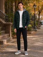 Men's plaid flannel jacket – Green lifestyle view – Edward & Lawsen