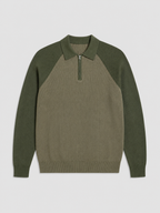 Men's quarter zip polo sweater – Green product view – Edward & Lawsen