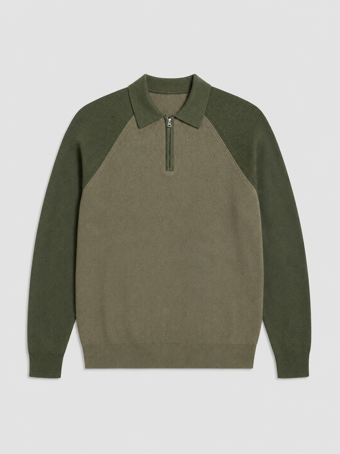 Men's quarter zip polo sweater – Green product view – Edward & Lawsen