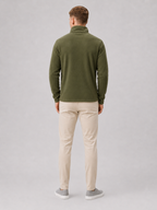 Men's fleece quarter-zip sweater – Green back view – Edward & Lawsen