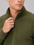Men's fleece quarter-zip sweater – Green detail view – Edward & Lawsen