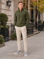 Men's fleece quarter-zip sweater – Green lifestyle view – Edward & Lawsen