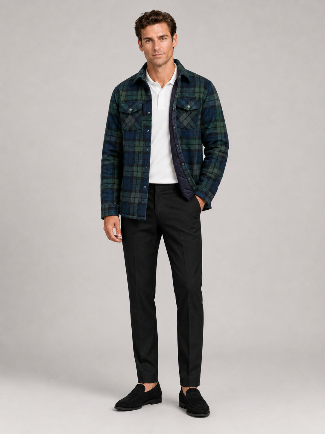 Men's quilted jacket – Green full view – Edward & Lawsen