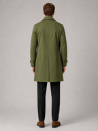 Men's windproof knee-length trench coat – Green back view – Edward & Lawsen