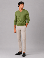 Men's V-neck sweater – Green full view – Edward & Lawsen