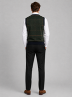 Men's diamond cable knit sweater vest – Green back view – Edward & Lawsen