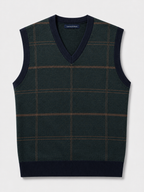 Men's diamond cable knit sweater vest – Green product view – Edward & Lawsen