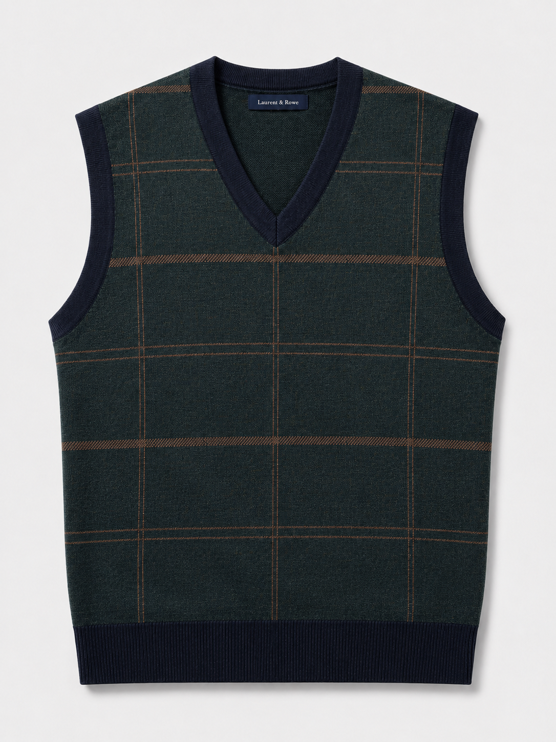 Men's diamond cable knit sweater vest – Green product view – Edward & Lawsen