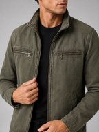 Men's washed cotton fall jacket – Green detail view – Edward & Lawsen
