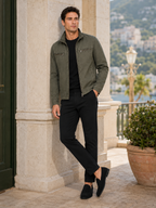 Men's washed cotton fall jacket – Green lifestyle view – Edward & Lawsen