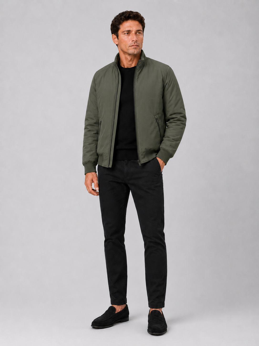 Men's winter jacket – Green full view – Edward & Lawsen