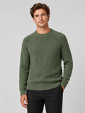 Men's crewneck sweater – Green front view – Edward & Lawsen