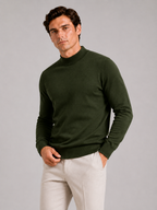 Men's slim fit mock neck sweater – Green front view – Edward & Lawsen