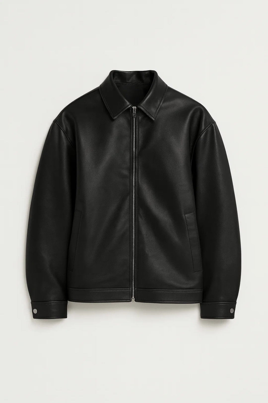 Men's oversized biker jacket – Black detail view – Edward Lawson