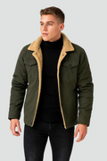 Men's Sherpa-lined shirt jacket – army green – Edward Lawson