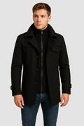 Men's thermal-lined winter jacket with windproof collar – black – Edward Lawson