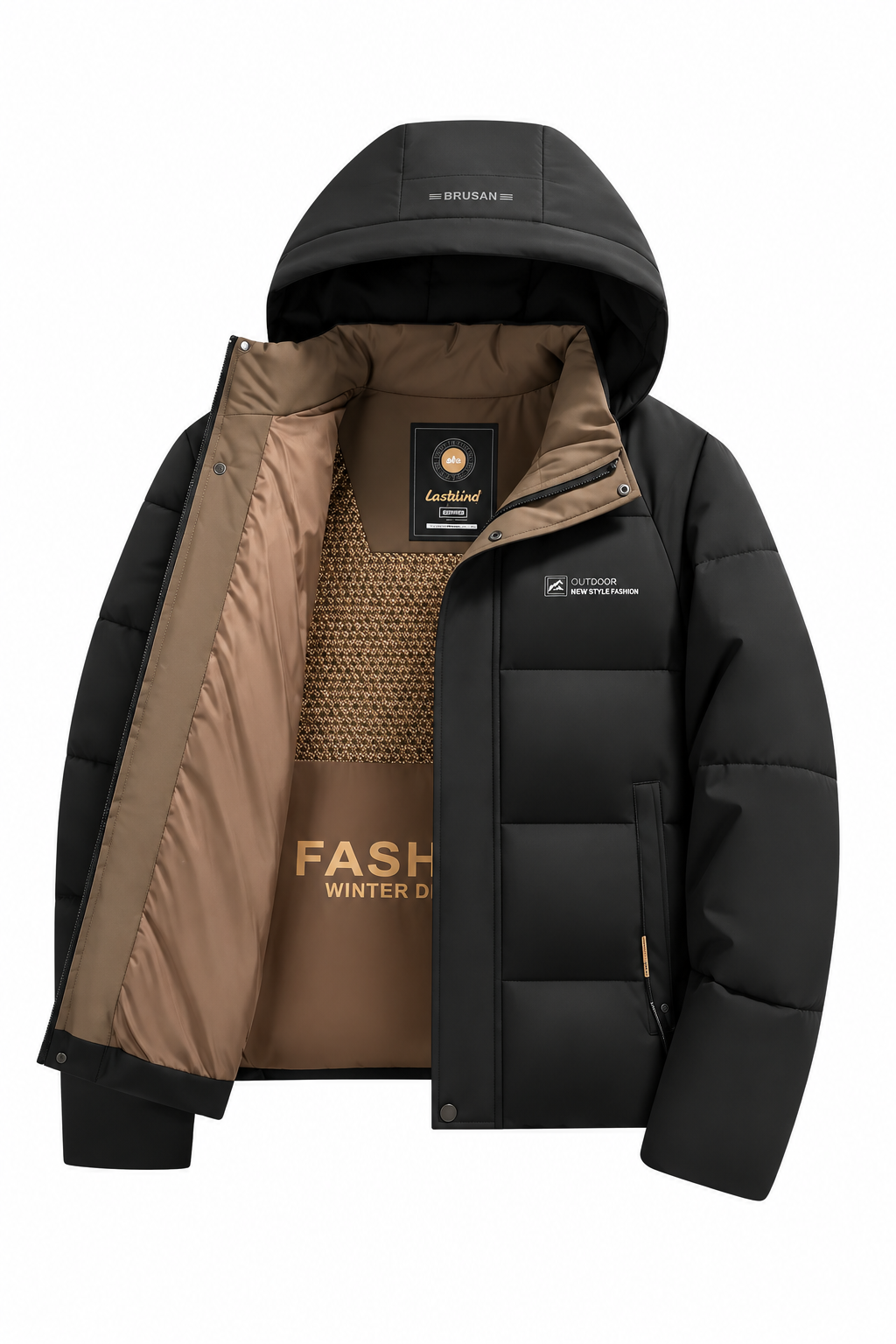 Men's insulated parka with detachable hood – black – Edward Lawson