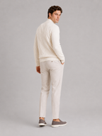 Men's jacquard cable knit mock neck sweater – Ivory back view – Edward & Lawsen