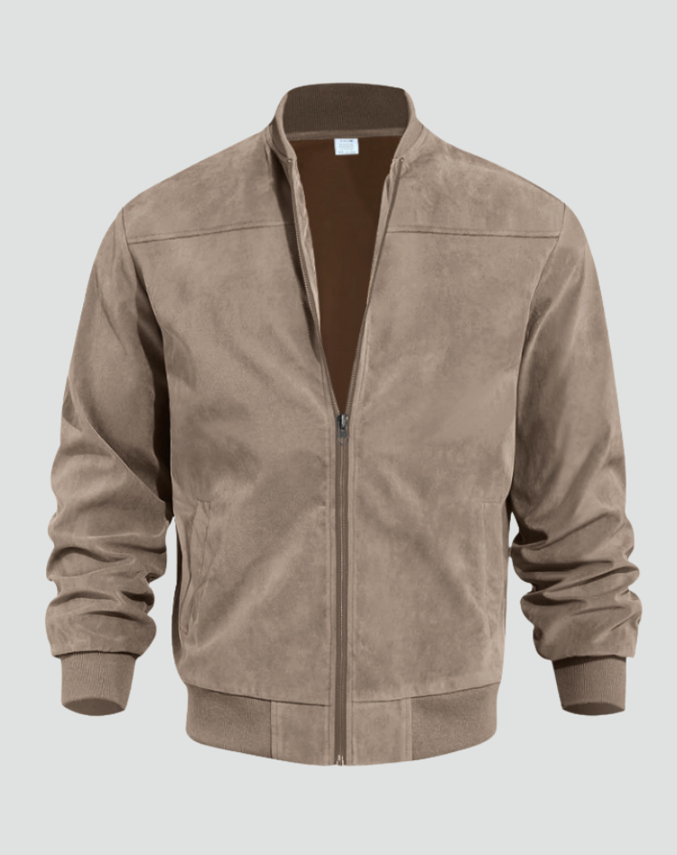 Men's slim-fit faux suede bomber jacket – beige – Edward Lawson