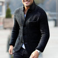 Men's structured knit cardigan – Black – Edward Lawson