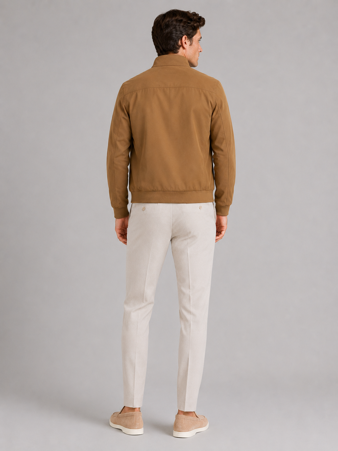 Men's bomber jacket – Khaki back view – Edward & Lawsen