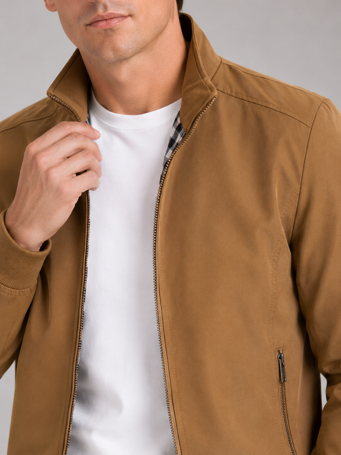 Men's bomber jacket – Khaki detail view – Edward & Lawsen