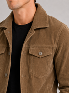 Men's corduroy jacket – Khaki detail view – Edward & Lawsen
