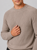 Men's crewneck sweater – Khaki detail view – Edward & Lawsen
