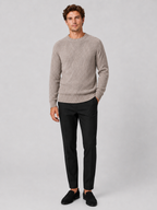 Men's crewneck sweater – Khaki full view – Edward & Lawsen