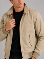Men's Harrington jacket – Khaki detail view – Edward & Lawsen