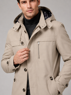 Men's hooded cotton trench coat – Beige detail view – Edward & Lawsen