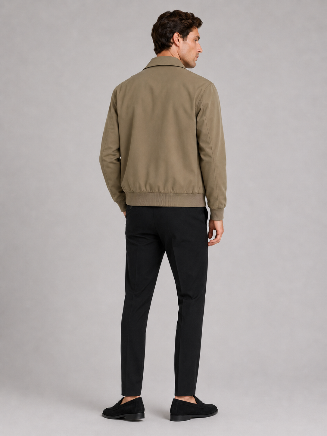 Men's lapel jacket – Khaki back view – Edward & Lawsen