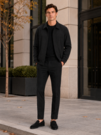 Men's lapel jacket – Black lifestyle view – Edward & Lawsen
