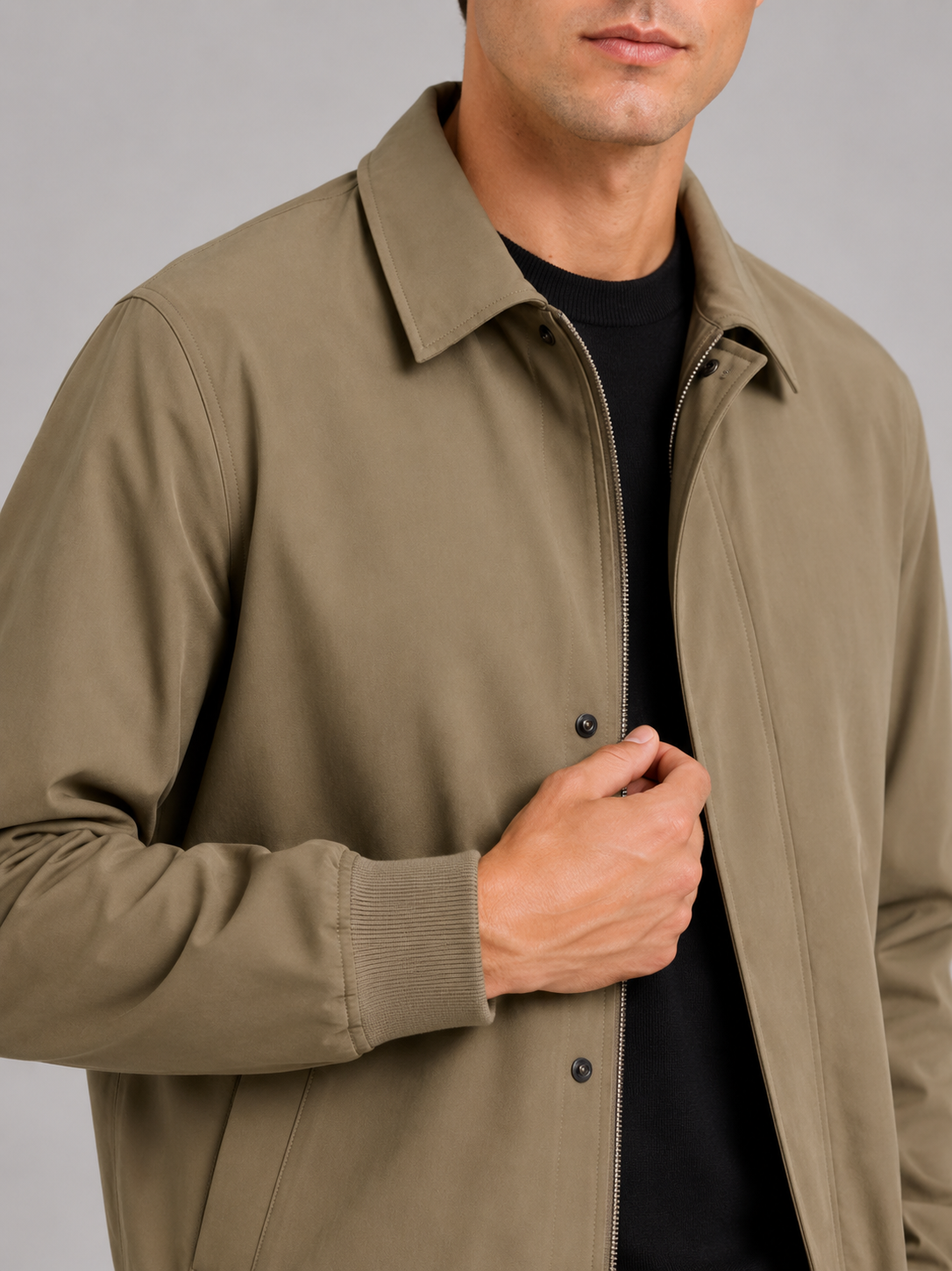 Men's lapel jacket – Khaki detail view – Edward & Lawsen