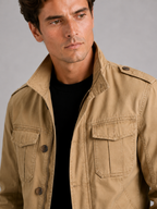 Men's military cargo jacket – Khaki detail view – Edward & Lawsen