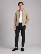 Men's stand collar fall jacket – Khaki full view – Edward & Lawsen