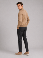 Men's stand collar trench jacket – Khaki back view – Edward & Lawsen