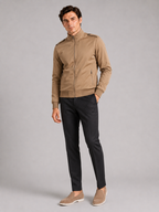 Men's stand collar trench jacket – Khaki full view – Edward & Lawsen